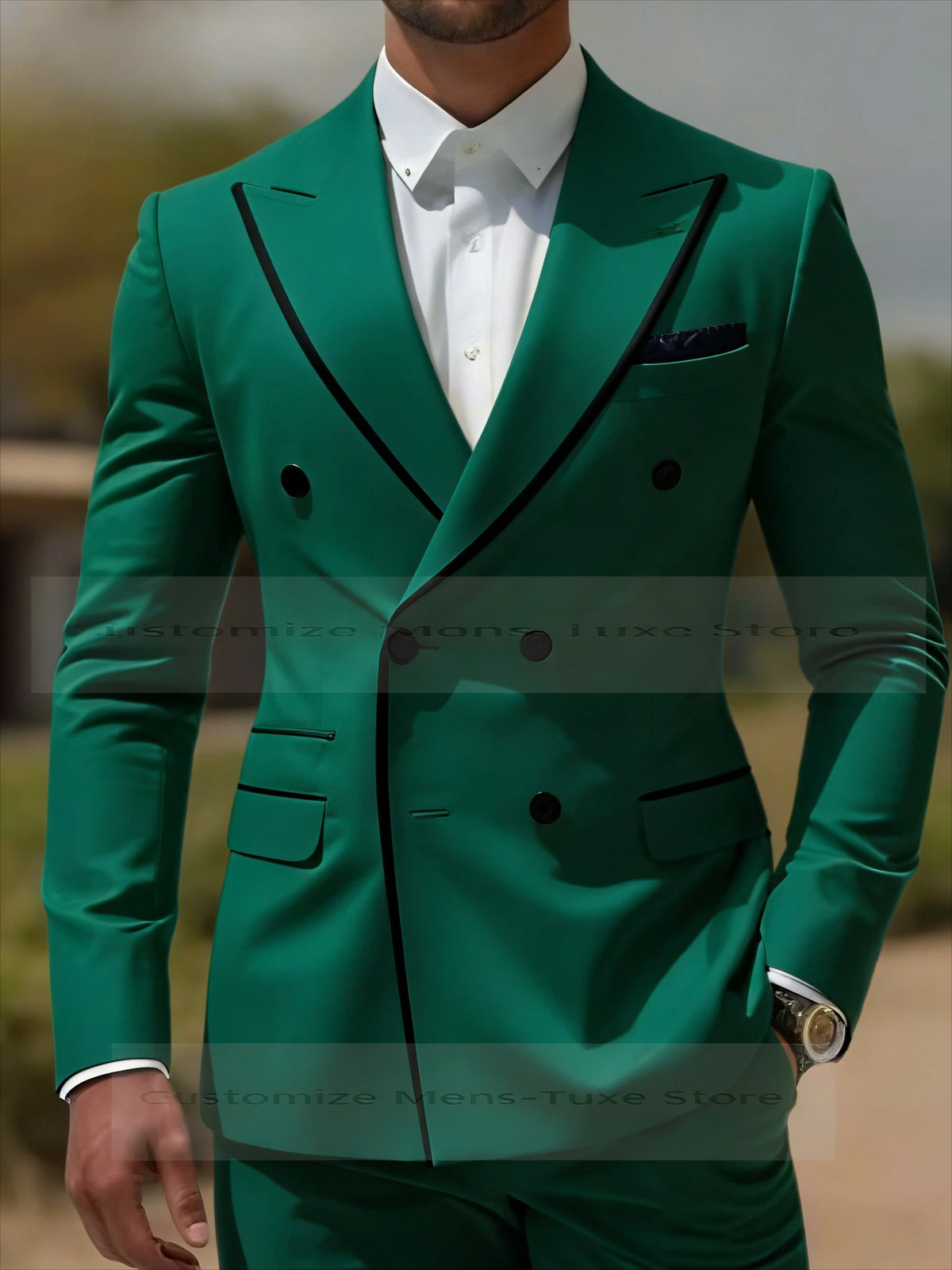 Black Collar Orange Male Business Men Suit Groom Groomsman Wedding Party Prom Formal Tuxedos 2 Piece Set Blazer Pants