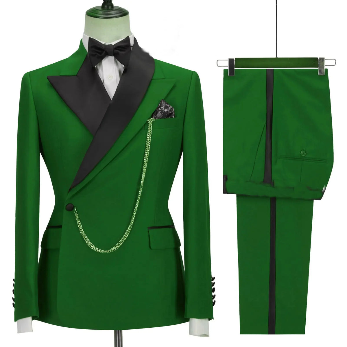 2024 Custom Made Black Groom Tuxedo Peaked Lapel Double Breasted Men Suit Prom Wedding Party Men Suits Costume ( Jacket+Pants)