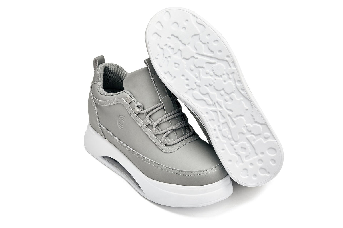 CALTO - S4927 - 3.2 Inches Taller (Dove Grey/White Sole) - Chunky Elevated Platform Sneakers