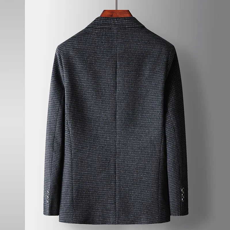 Autumn Winter New Fashion Men's Simple  Casual Business Trendy Loose Cotton Suit Blazers Male Houndstooth Coats Tops Clothes