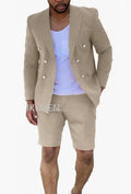 Men's Suits Summer Red Blazer Double Breasted Men With Short Pant Wedding Groom Prom Party Terno Masculino For Man Jacket