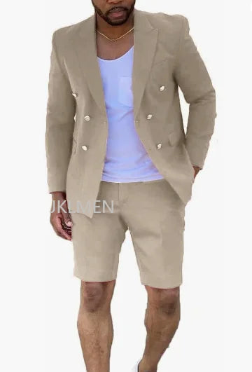 Men's Suits Summer Red Blazer Double Breasted Men With Short Pant Wedding Groom Prom Party Terno Masculino For Man Jacket