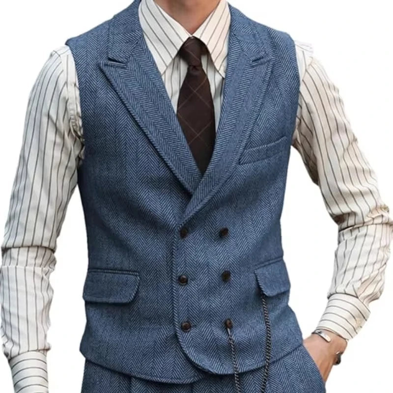 Men Vest Brown Suede Leather Gentleman Business Waistcoat Vintage Regular Slim Autumn Winter Banquet Men's Suit Vest