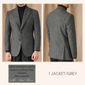 Classic Italian Men's Suit Jacket, Single Breasted, Autumn Winter Retro Warm Suit Men Herringbone Business Casual Men's Clothing