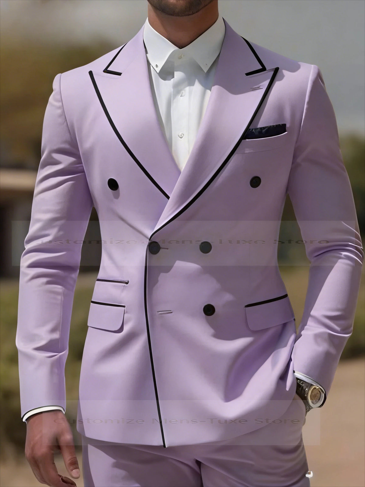 Black Collar Orange Male Business Men Suit Groom Groomsman Wedding Party Prom Formal Tuxedos 2 Piece Set Blazer Pants