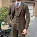 New Retro Herringbone Slim Fit Men's Suit Gentlemen's 3-piece Suit Single Breasted Handsome Autumn Winter Business Casual Formal