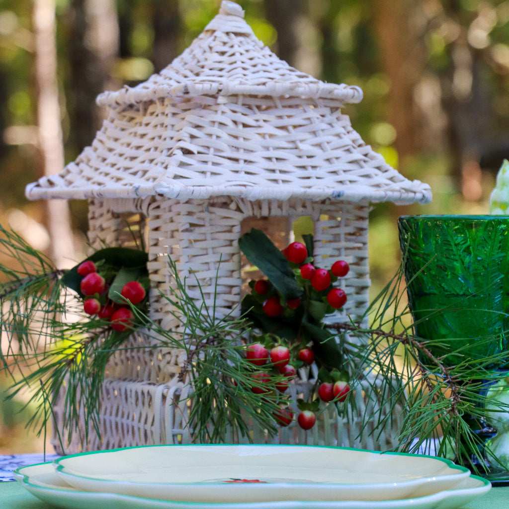 12 Large White Rattan Pagoda Lanterns - Handmade