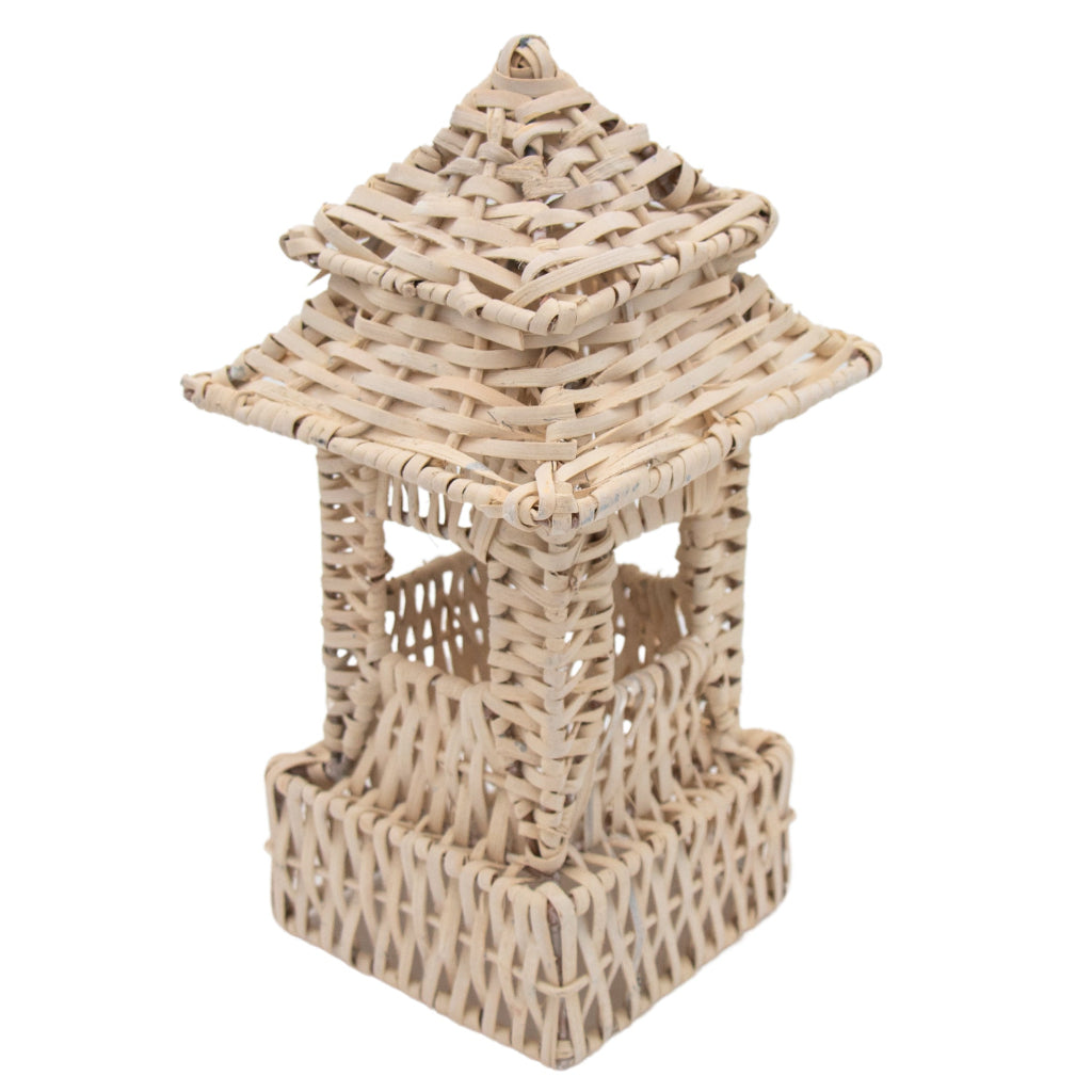 12 Large White Rattan Pagoda Lanterns - Handmade