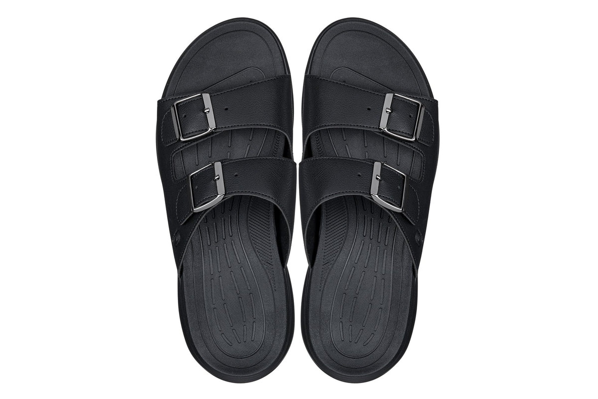 CALTO - X1660 - 2 Inches Taller (Black Buckle) - Dual Adjustable Buckle Sandal