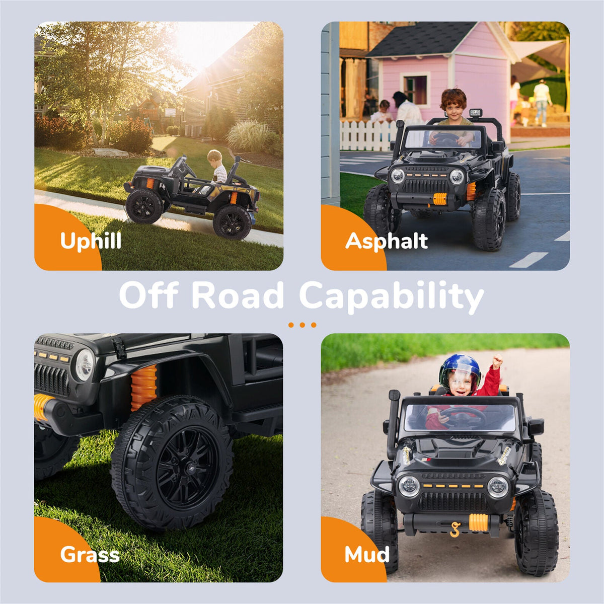 12V Jeep Music Fashion Ride-On Car with Remote Control for Electric Kids