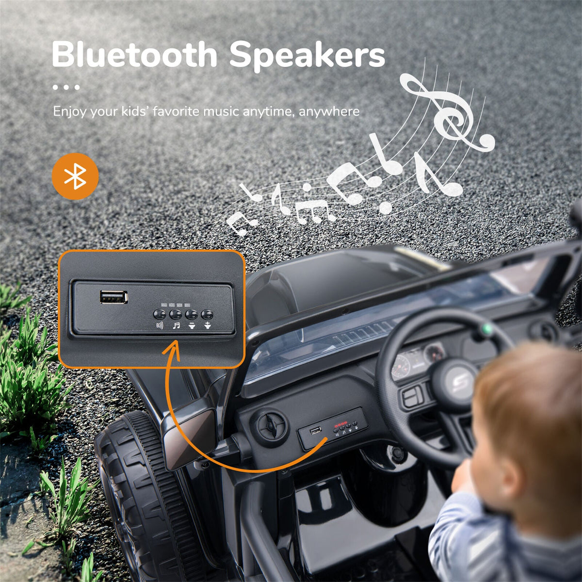 12V Jeep Music Fashion Ride-On Car with Remote Control for Electric Kids