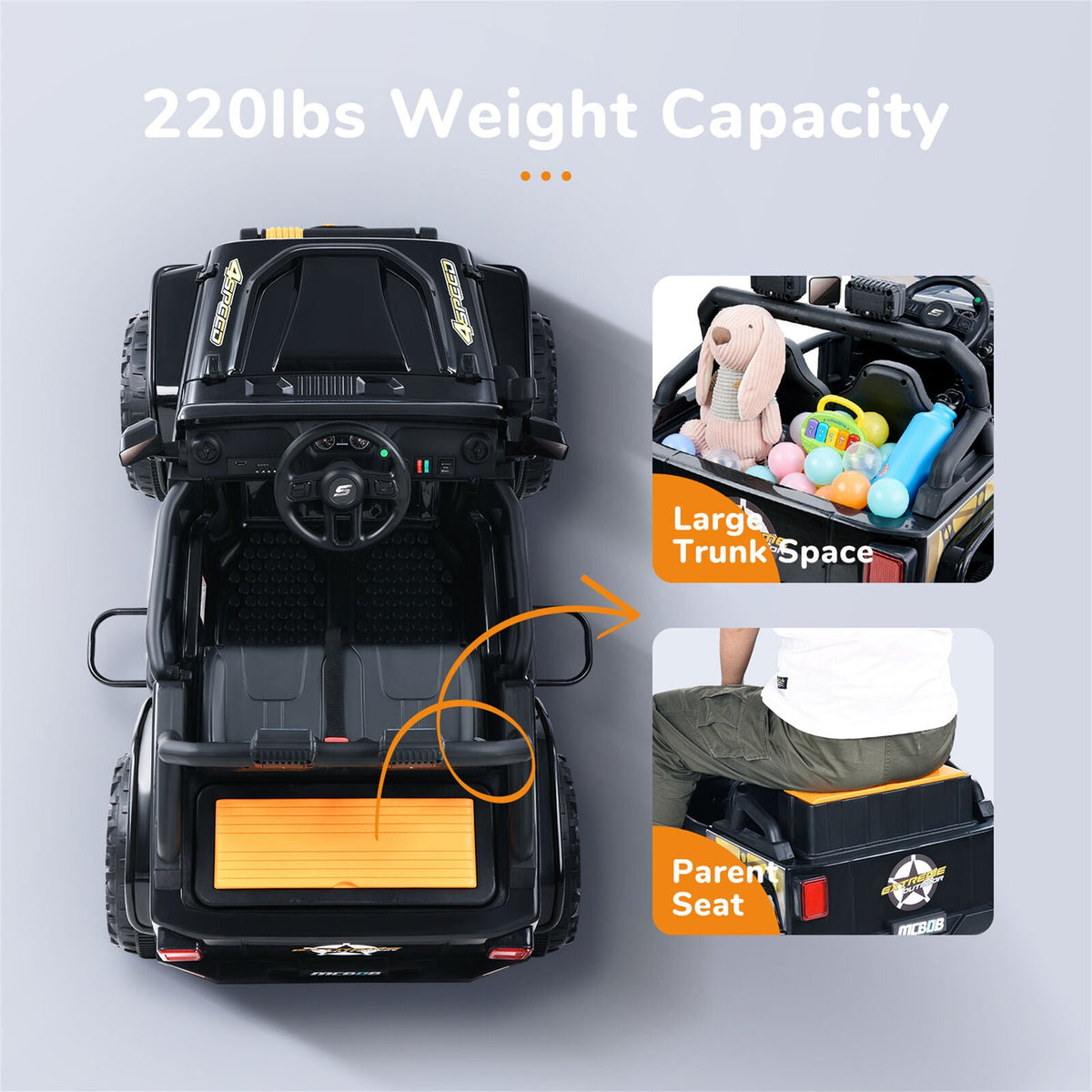 12V Jeep Music Fashion Ride-On Car with Remote Control for Electric Kids